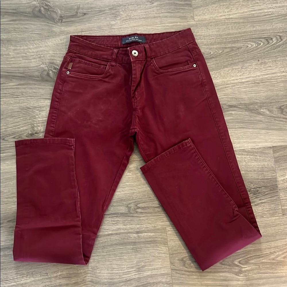 Zara Red Ankle Cropped Jeans